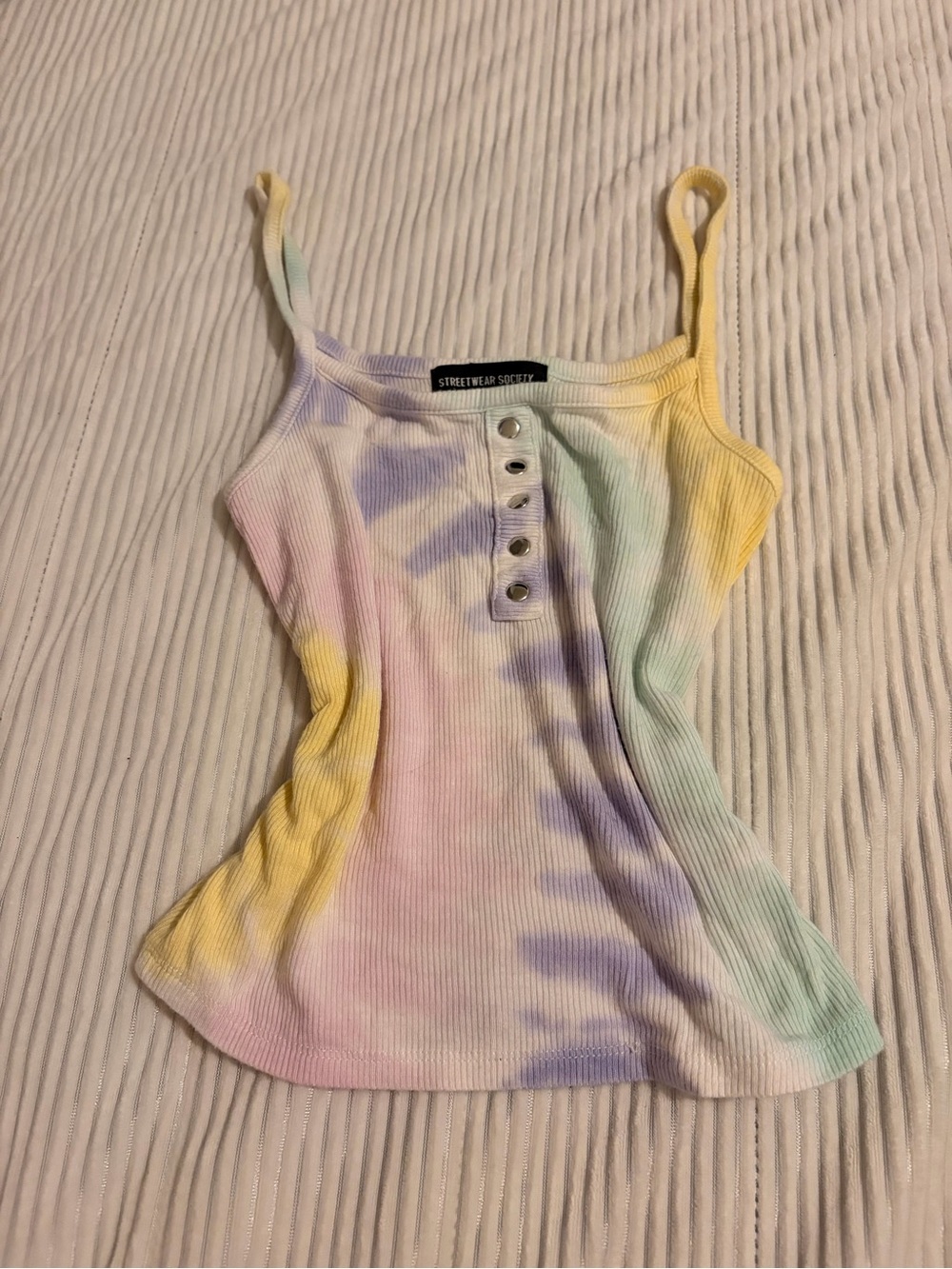 Streetwear Society Pastel Tie-Dye Ribbed Tank Top